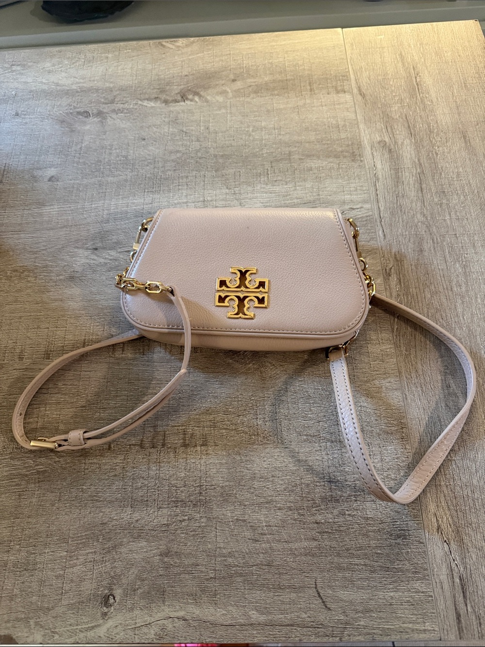 Tory Burch Small Crossbody Bag in Light Blush with Gold Logo